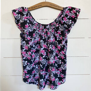 Banana Republic Factory Floral‎ Ruffle Peasant top Blouse
